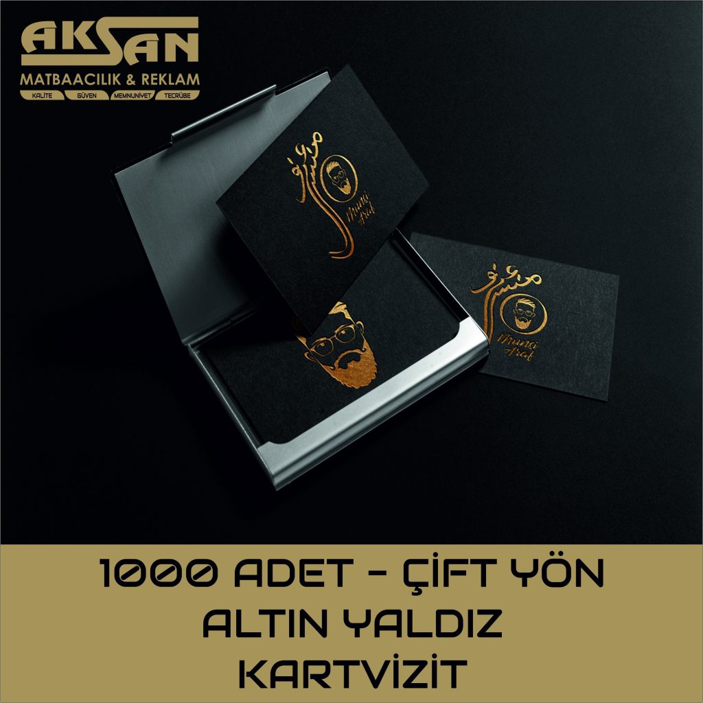 1000 ADET - ÇİFT YÜZ ALTIN YALDIZ KARTVİZİT